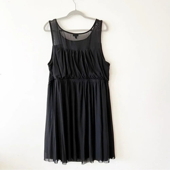 Torrid Dress Black‎ Size 3X Faux Surplice Mesh Skater New With Tags Plus Curvy - Picture 2 of 9